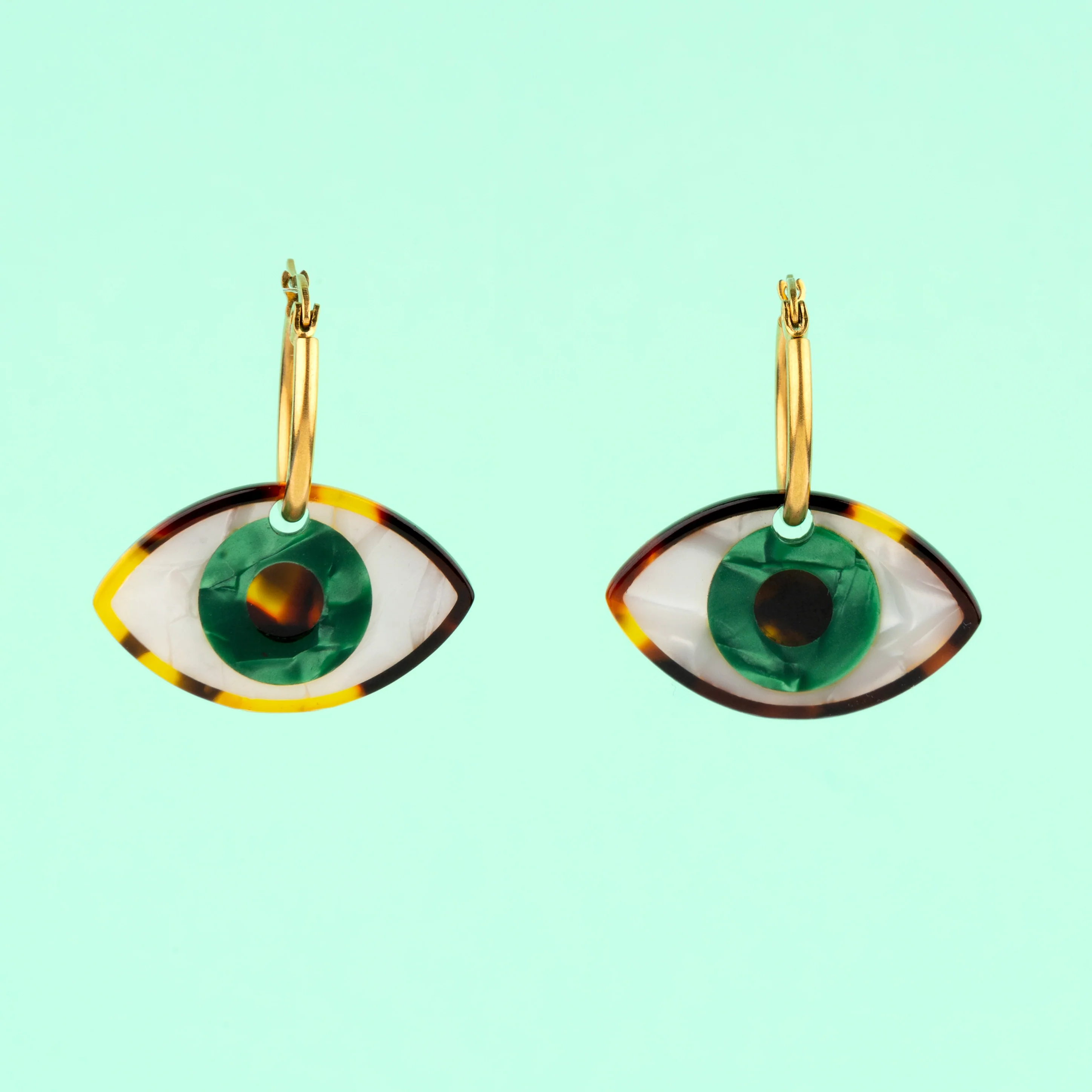 Boucles d'oreilles Oeil - Vert - Image 2