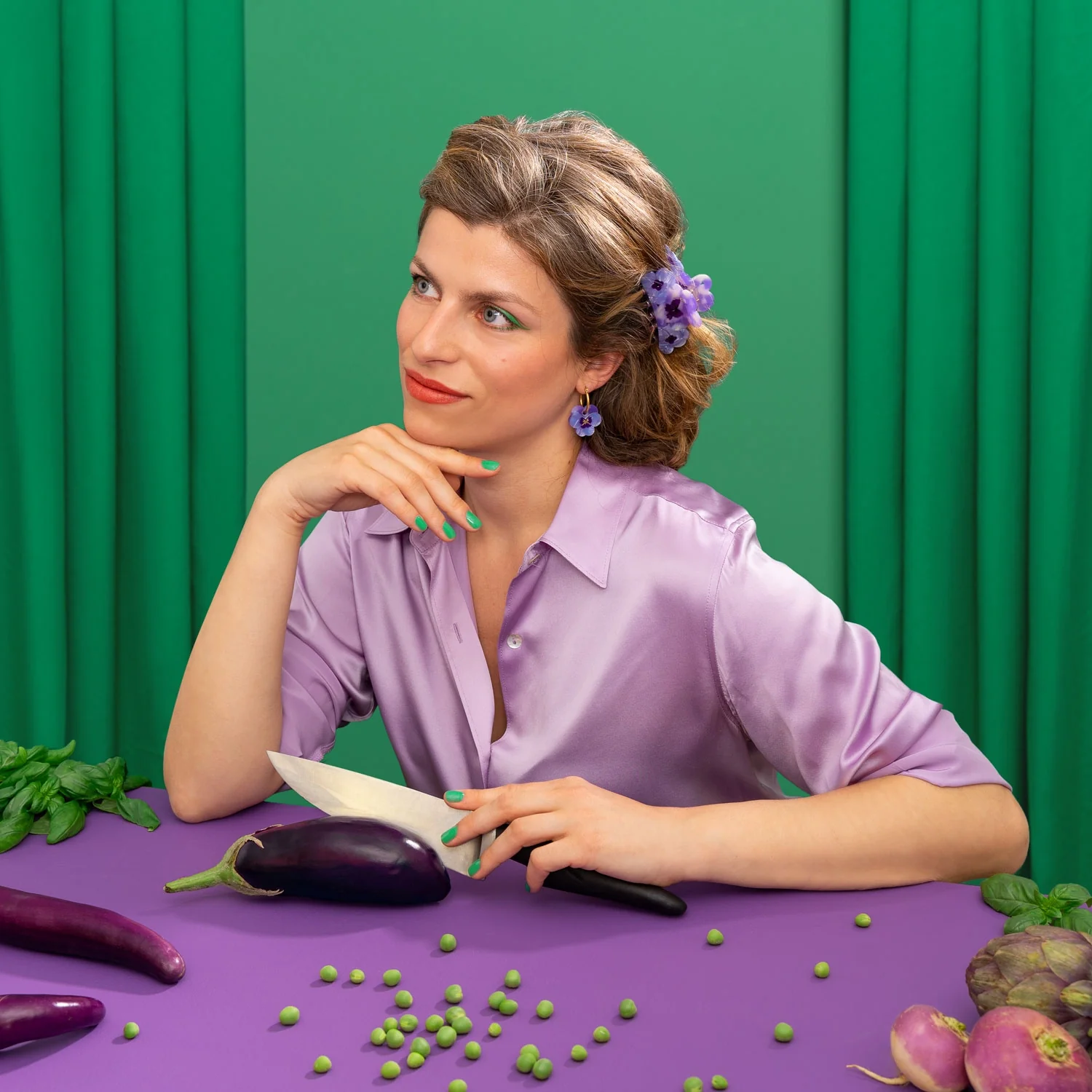 Boucles d'oreilles Pensée Mauve - Image 4