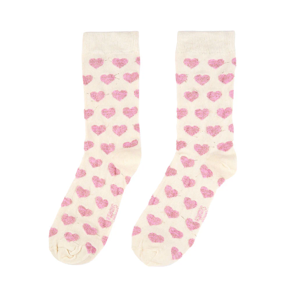 Chaussettes Coeur rose à paillettes - Image 5