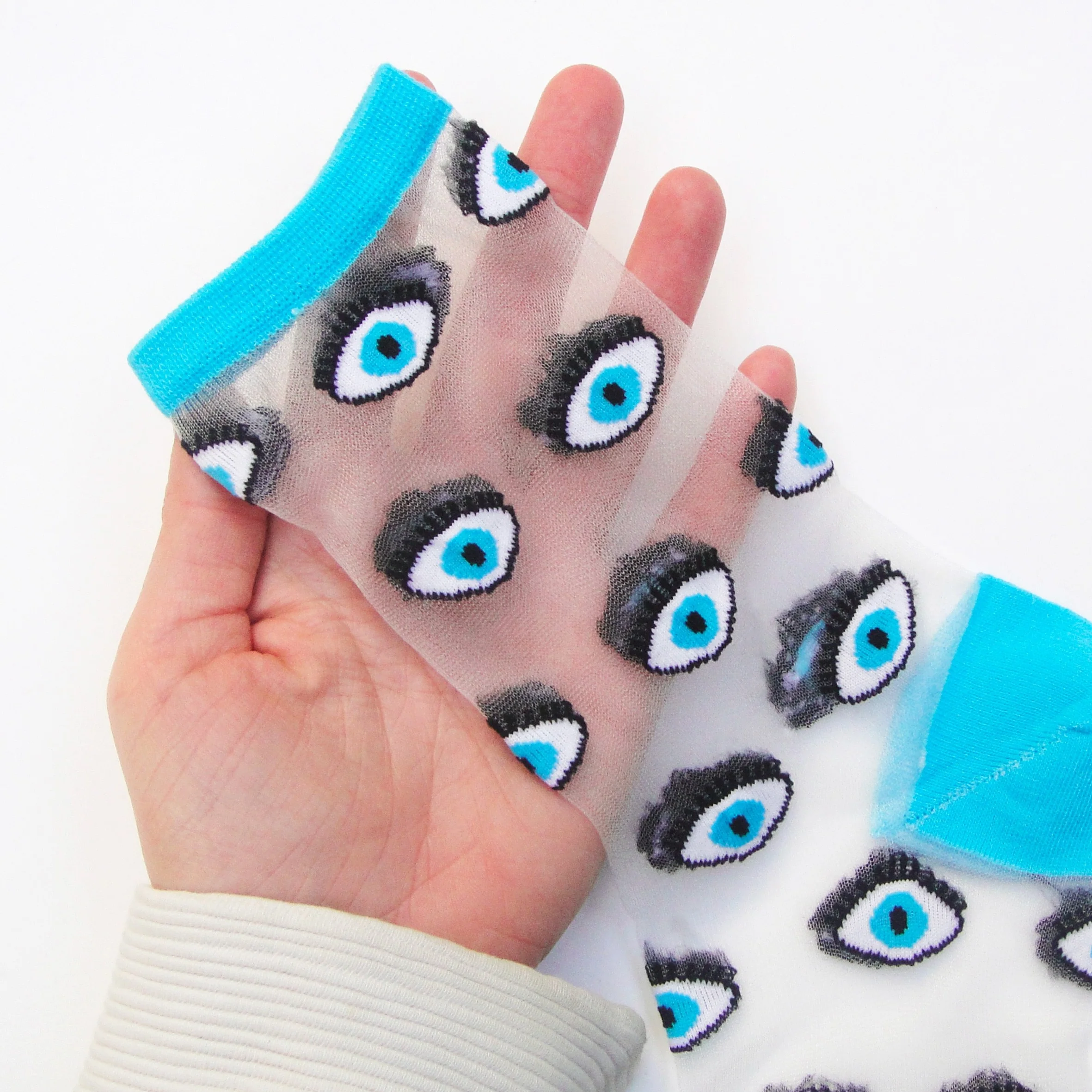 Chaussettes transparentes Oeil - Bleu - Image 5