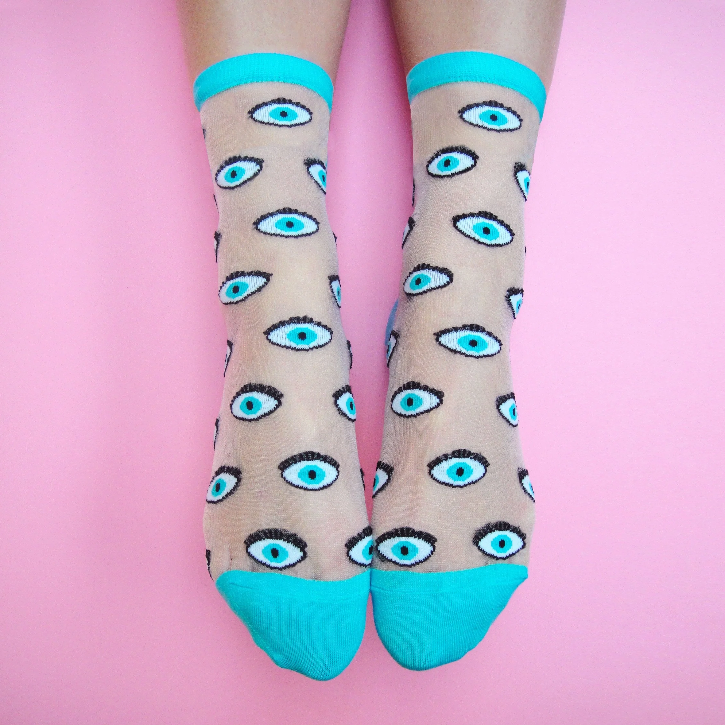Chaussettes transparentes Oeil - Bleu - Image 6