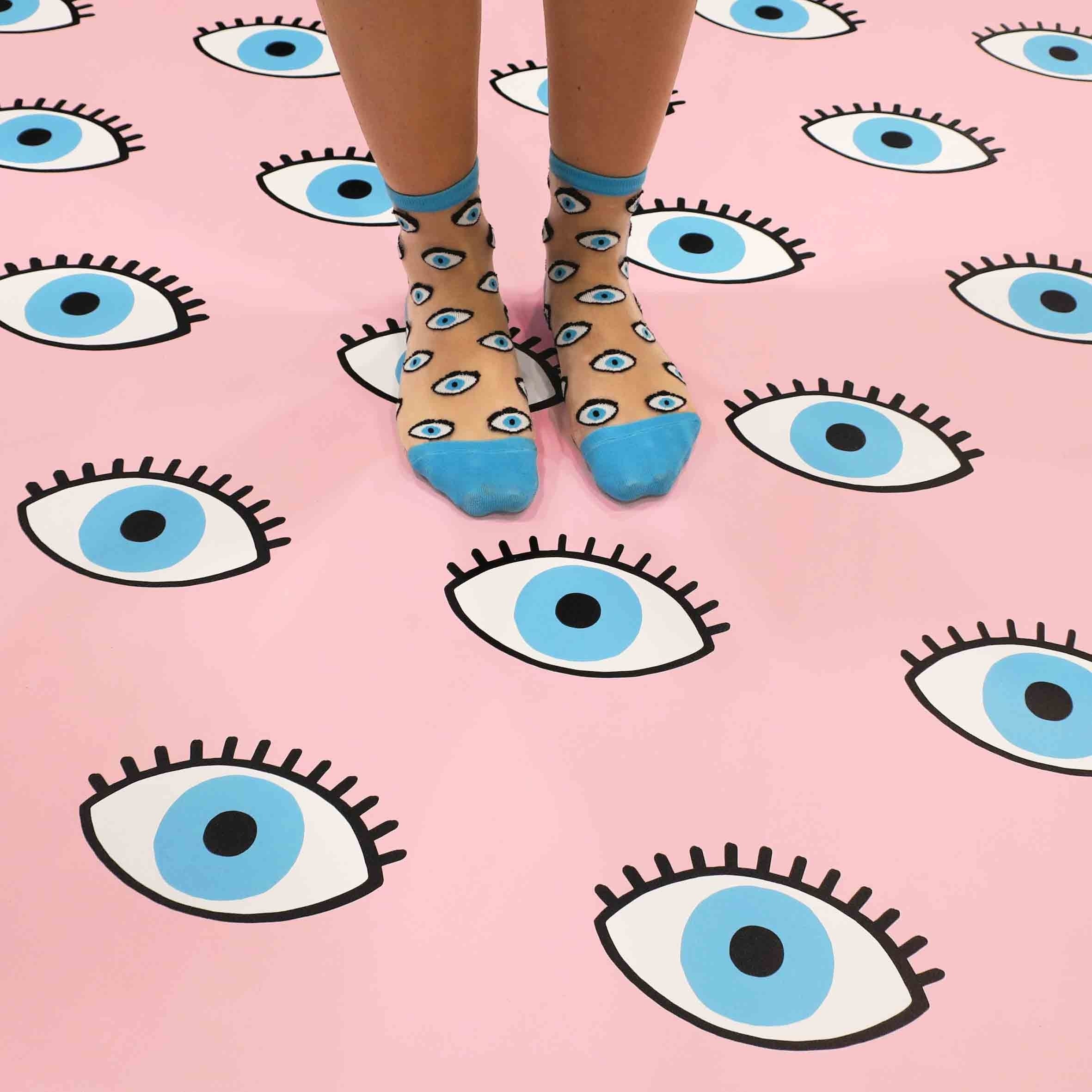 Chaussettes transparentes Oeil - Bleu - Image 7